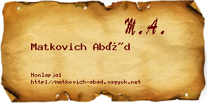 Matkovich Abád névjegykártya